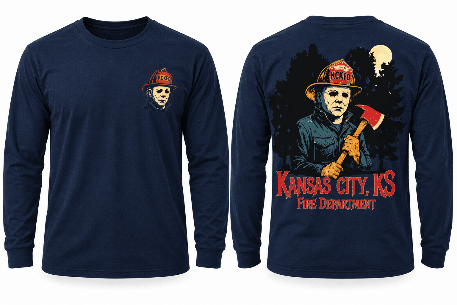 KCKFD Halloween Shirt - Michael Meyers - Long Sleeve Tee Shirt